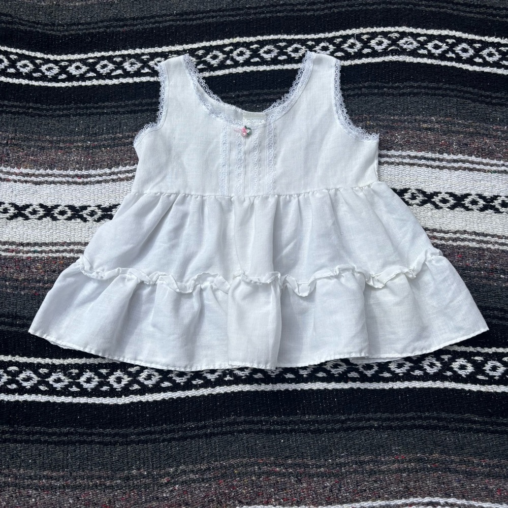 VTG TODDLE TIME JC PENNEY WHITE TIERED LACE ACCENT NIGHTGOWN SIZE 3T